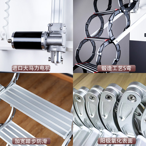 阁楼伸缩楼梯电动伸缩楼梯全自动升降梯第二代阁楼隐形楼梯家用梯 - 图1
