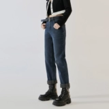 Флисовые удерживающие тепло штаны, джинсы, ремень, по фигуре, увеличенная толщина