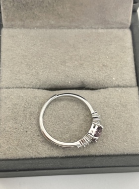 出口日本纯银镀铂金天然尖晶石开口戒指孤品宝石级全净体0.69克拉