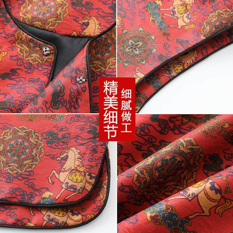 红色新中式妈妈装马甲外套中老年奶奶装印花国风坎肩,淘宝优惠券,粉丝福利购,淘宝优惠卷