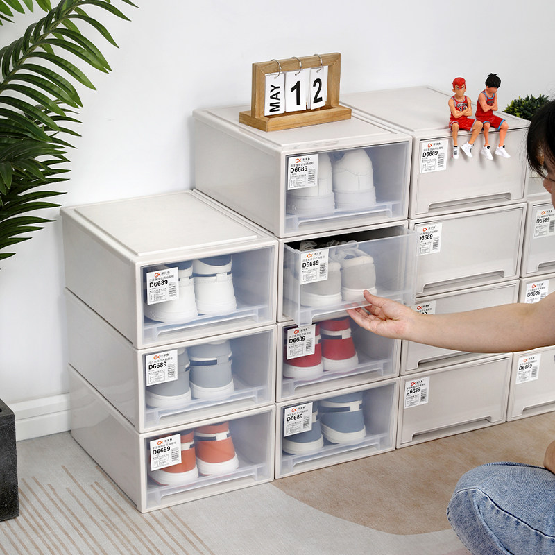 洋洋鱼鞋盒抽屉式塑料透明免组装加厚收纳盒组合男女鞋子防尘鞋柜,淘宝优惠券,粉丝福利购,淘宝优惠卷