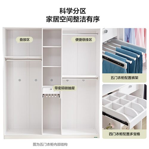 全友家居现代简约大衣柜卧室家用出租房屋四门五门储物衣橱 - 图0