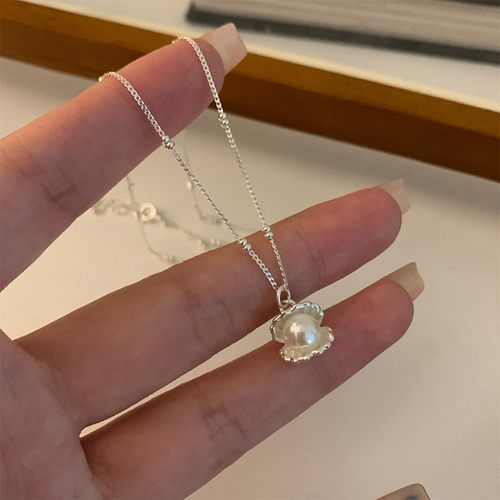 轻奢合集珍珠925纯银项链海蓝宝小众设计感锁骨链简约配饰女百搭 - 图3