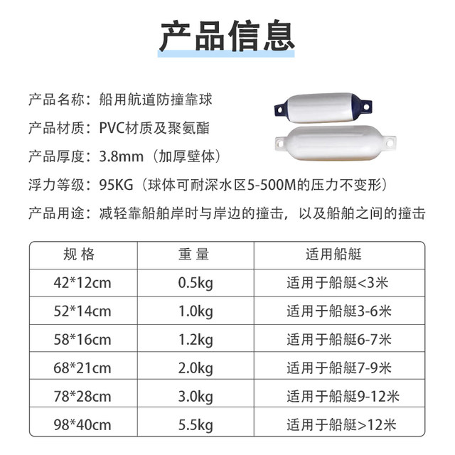 船用防撞靠球游艇碰垫 快艇靠球防碰球PVC加厚充气靠球岸边防撞球