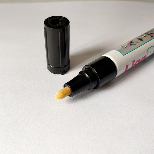 LION狮牌不锈钢专用油漆笔防水黑色白色V320工业金属低卤素记号笔 - 图0