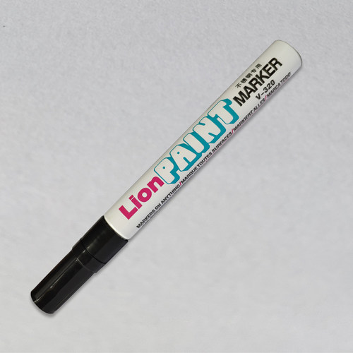 LION狮牌不锈钢专用油漆笔防水黑色白色V320工业金属低卤素记号笔 - 图2