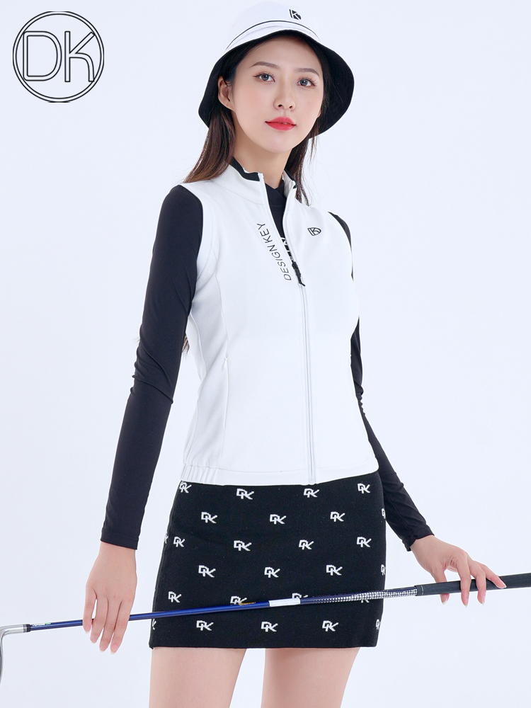 DK高尔夫女装秋冬套装GOLF衣服马甲韩式上衣包臀印花短裙女款上衣