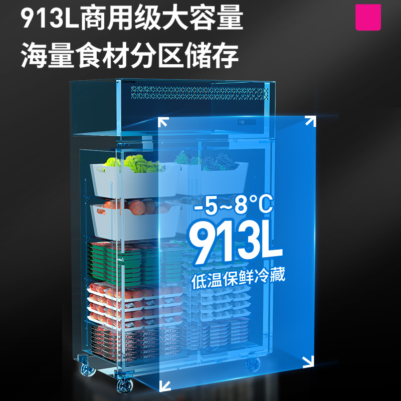 乐创四门冰柜立式冷柜冷藏冷冻双温保鲜柜六门大容量商用厨房冰箱-图3