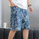 Summer men's cotton silk pajama pants large size beach five-point pants