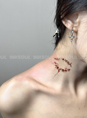 INKSOUL 性感咬痕彩色纹身贴伤感ins手背锁骨防水贴纸小众个性潮