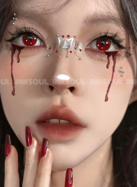 INKSOUL 万圣节妆容纹身贴吸血鬼血泪妆小猫眼妆脸贴cos甜酷贴纸