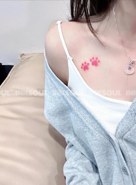 INKSOUL粉糯爪痕可爱猫爪纹身贴