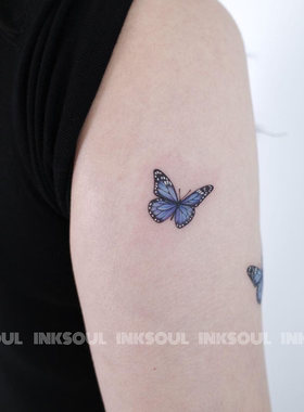 INKSOUL青花蝶梦3D立体蝴蝶纹身