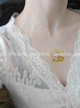 甜系好运组合 | 软萌许愿黄色组合纹身贴圣诞树兔子元宝防水卡通