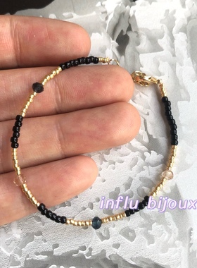 小众蓝紫绿天然石anni珍珠手链