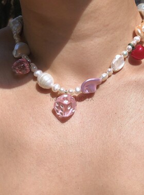 异形不规则鱼尾大水果ins项链