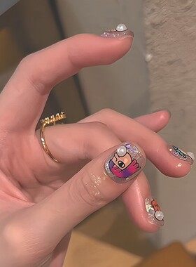 吹泡泡的怪女孩美甲贴纸i