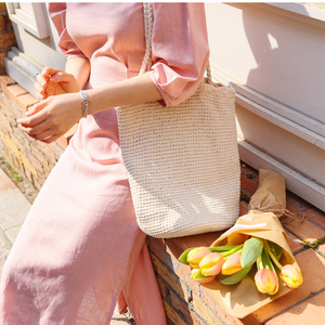 日韩风范简约手工草编包