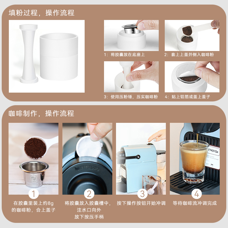 兼容nespresso雀巢咖啡机不锈钢咖啡胶囊壳可循环填充重复使用diy - 图0