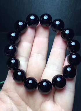 正品纯黑乌金黑曜石招财转运手链