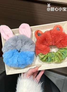 卡通疯狂动物城朱迪尼克毛绒发圈