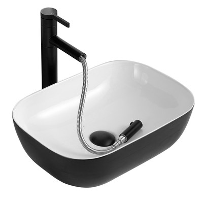 北欧陶瓷台上盆黑白色洗手盆方形圆形卫生间洗脸盆小户家用洗面盆 虎窝淘