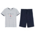 Mùa thu 2019 mùa hè mỏng phần cotton tay ngắn nam bộ đồ ngủ có thể mặc bên ngoài quần short sọc dịch vụ nhà - Bộ Pajama thời trang 2021 Bộ Pajama