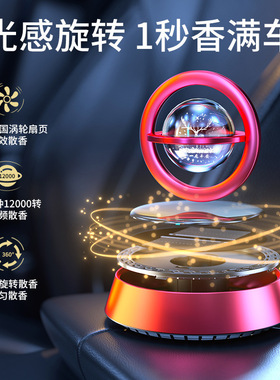 跨境太阳能旋转车载香水铝合金星