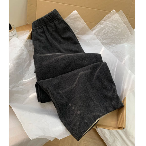 梨型身材深灰色毛呢休闲裤女冬季加绒大码胖mm高腰宽松显瘦阔腿裤,淘宝优惠券,粉丝福利购,淘宝优惠卷