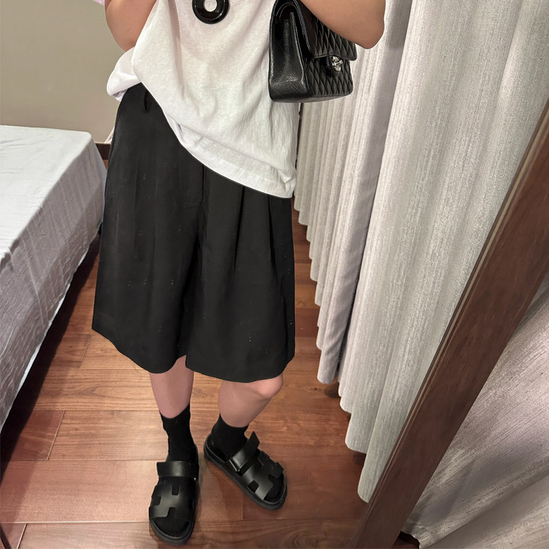 黑色五分西装短裤女夏季薄款胖mm梨形身材高腰显瘦宽松阔腿休闲裤,淘宝优惠券,粉丝福利购,淘宝优惠卷
