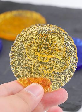 龙王坛城水解脱咒龙牌供养龙族 圆形玛尼石吉祥投放雕刻心咒