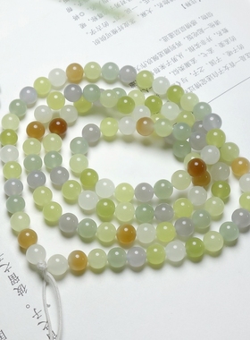 天然新疆和田玉6mm多宝玉石链子项链108颗多圈男女款佛珠手串手链