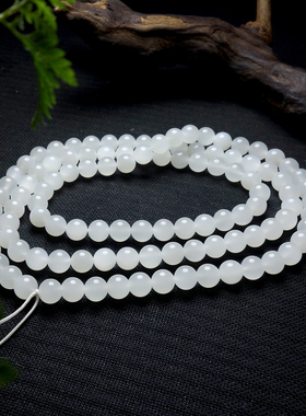 天然和田玉8mm手串多圈高冰白玉手链108颗佛珠手串高品质圆珠玉石