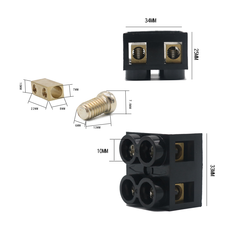 2位接线端子60A大电流电线连接器JX5-6002全铜接线柱电线对接端子