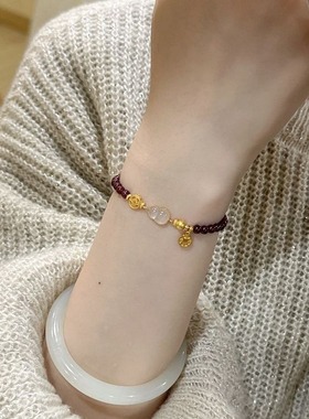 新中式轻奢石榴石冰透葫芦手链女