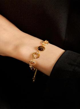 轻奢气质原创设计虎眼石中古手链