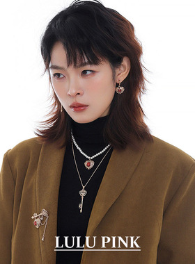 法式小众设计ins复古宫廷风锁芯珍珠项链双层叠戴高级感毛衣链