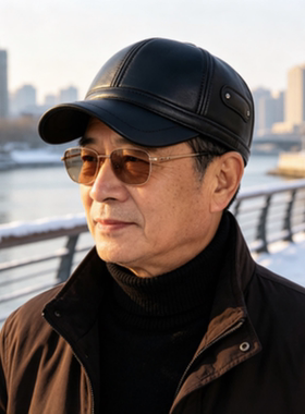 秋冬男士保暖皮帽带护耳中老年爷爷防寒帽户外骑行棒球帽