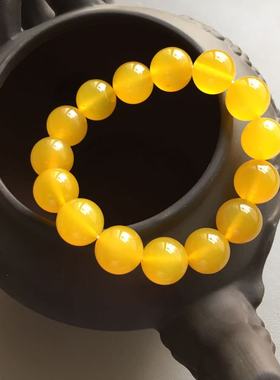 14毫米冰种黄玛瑙手串男女玉手链
