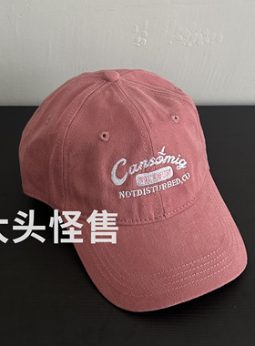 大头怪售自制帽子复古字母夏显脸小百搭大头围鸭舌帽男女款棒球帽