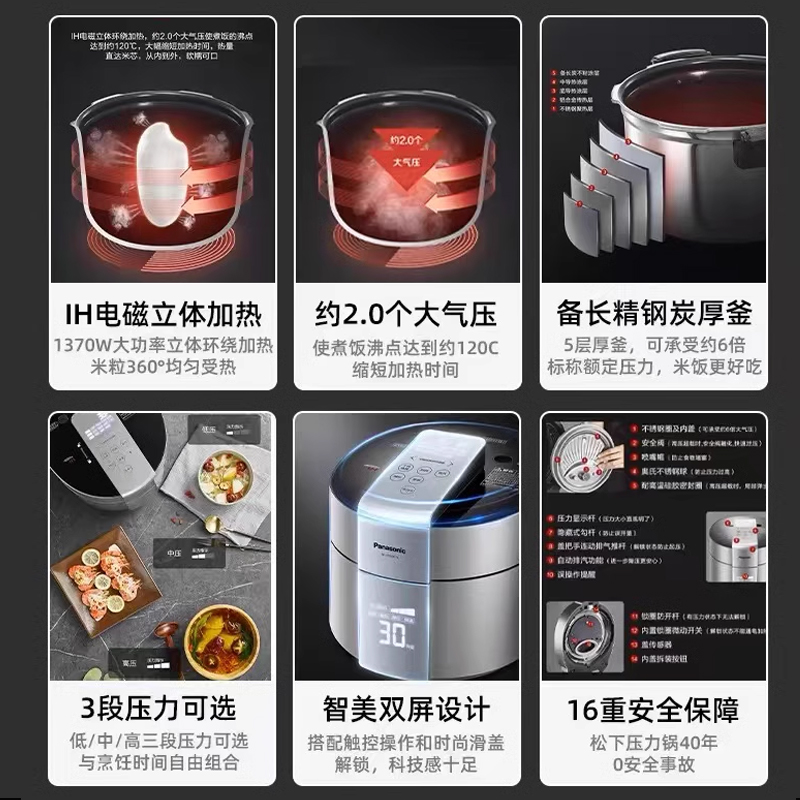 松下IH电压力锅PE502日本家用智能多功能高压电饭煲4-5L大容量402 - 图0