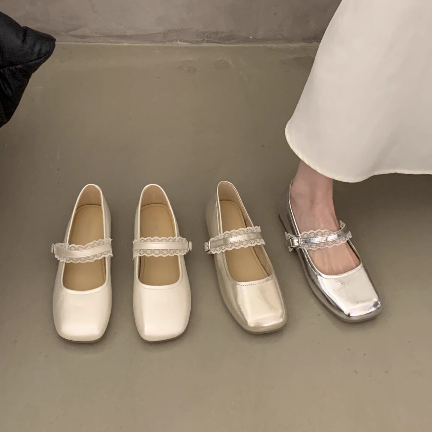 French stunning flat champagne color ballet shoes