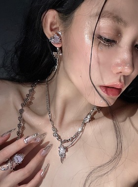 设计师款多层月光石拼接锁骨链