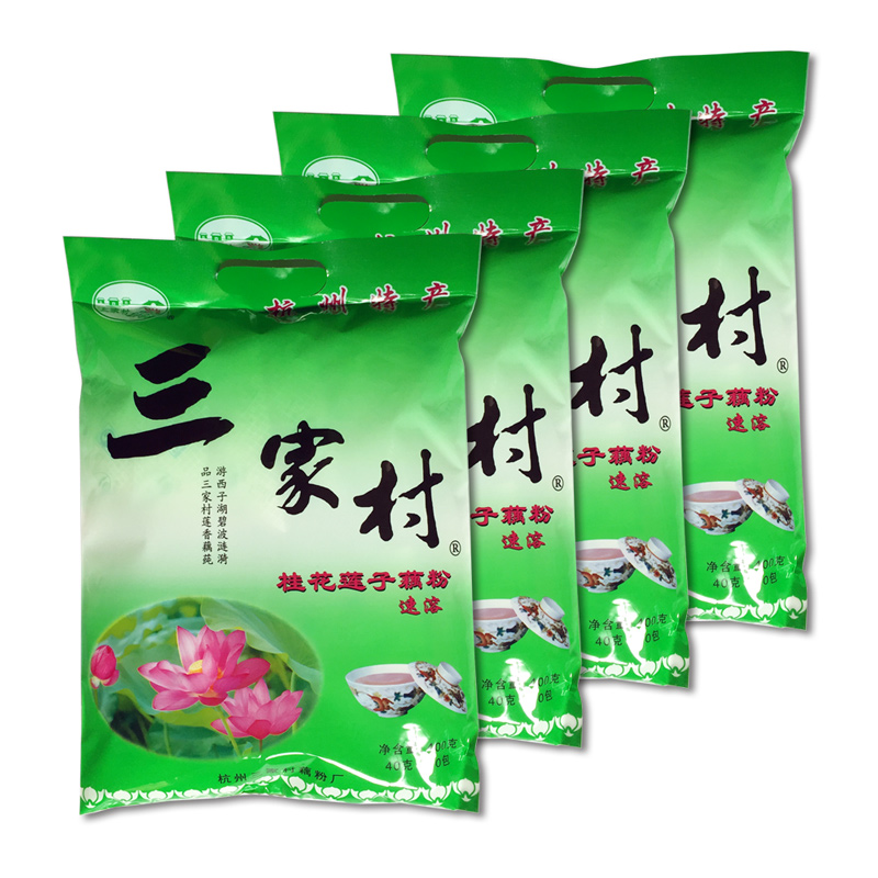 三家村藕粉400g*4早餐小袋西湖杭州特产桂花速溶莲藕粉羹手工冲泡 - 图3