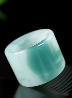 和田玉翠青玉扳指戒指