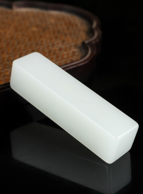 和田玉白玉印章小把件新疆玉器羊脂玉玉石印章玉料文房用品镇尺
