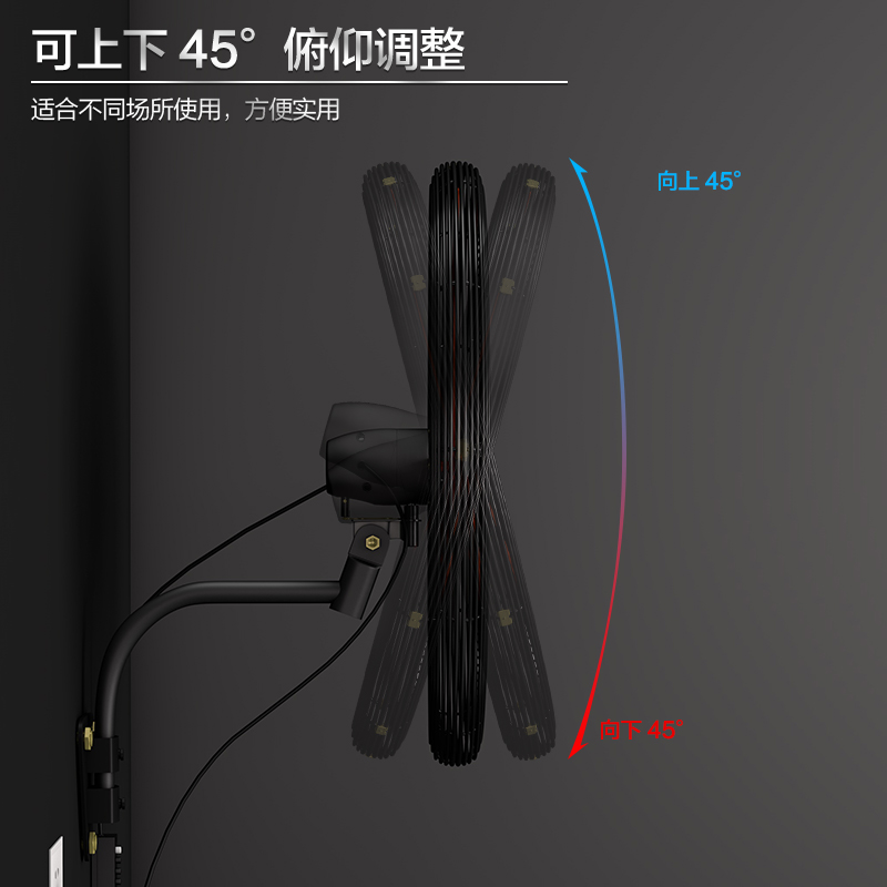 志高大风力工业风扇墙扇强力静音摇头挂壁商用工厂牛角扇线控壁扇 - 图1