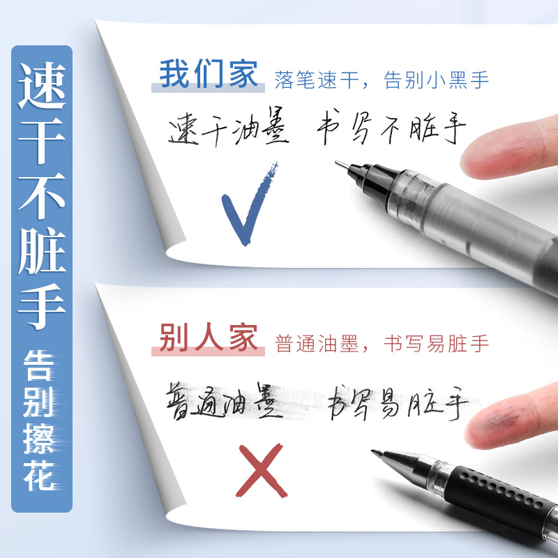 晨光直液式中性笔黑色走珠笔速干学生专用水笔0.5考试专用水性直液笔签字笔圆珠笔碳素黑笔红笔刷题作业神器 - 图0