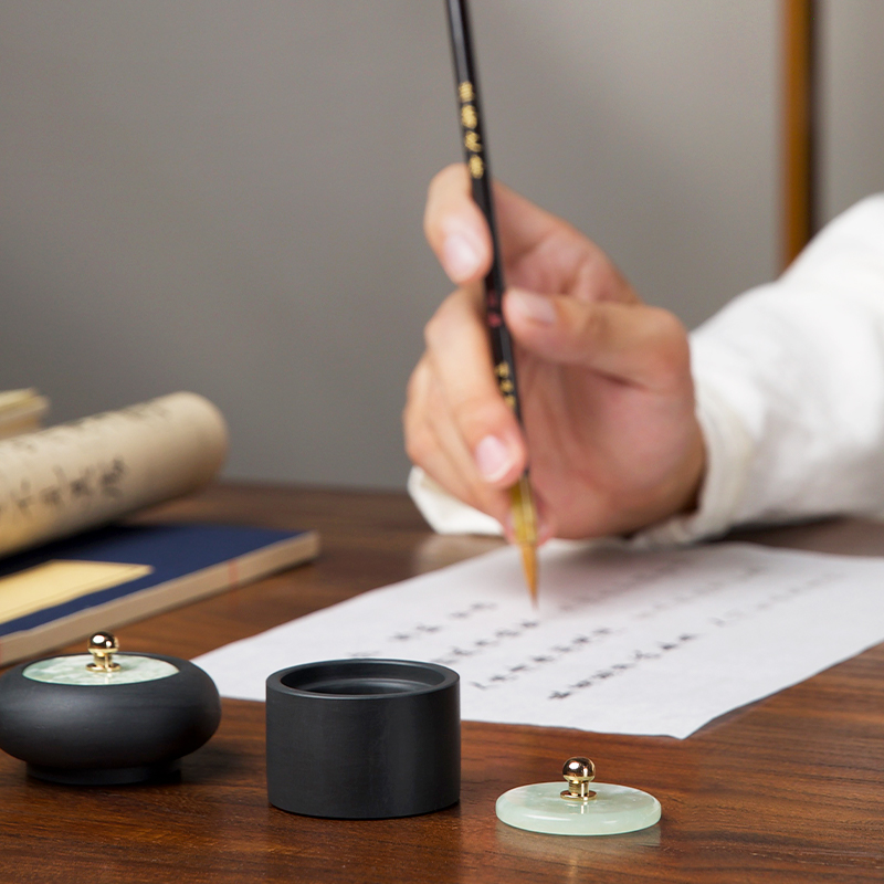 小楷玉石砚台书法学生专用文房四宝笔墨纸砚墨汁墨条墨池墨台墨盒 - 图3