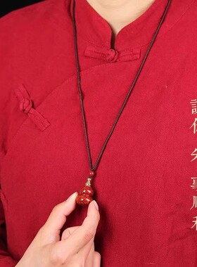 原矿晶体朱砂葫芦吊坠可打开装东西高纯度高含量男款挂件女士